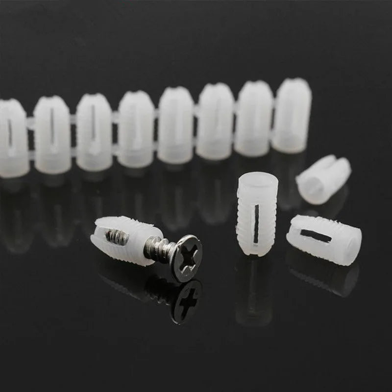 100-Pack M4 M6 Nylon Wall Plugs & Flat Head Self-Tapping Screws