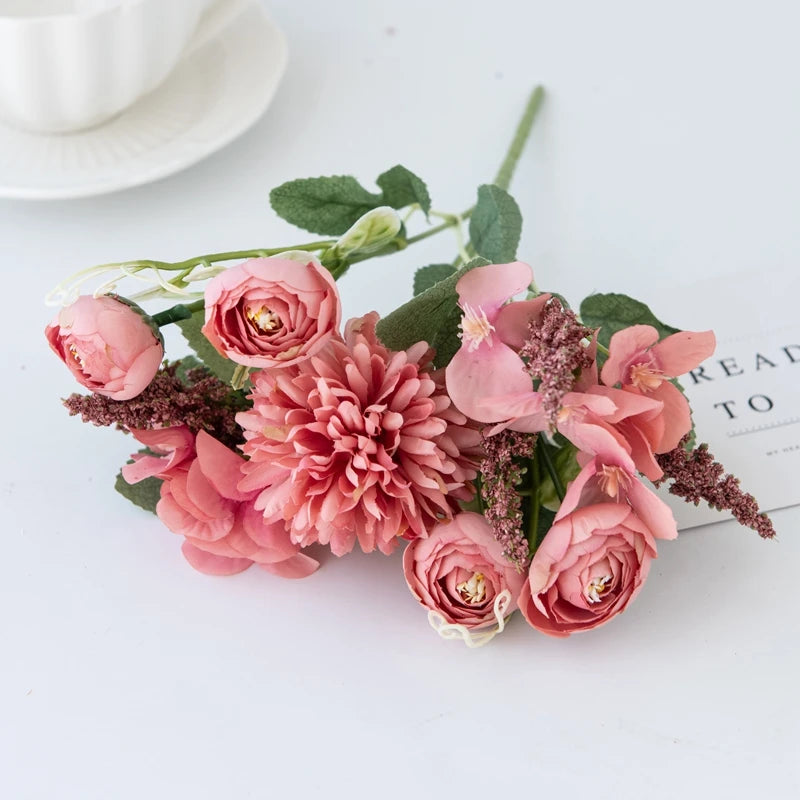 Silk Artificial Rose & Hydrangea Bouquet | Wedding Home Decor