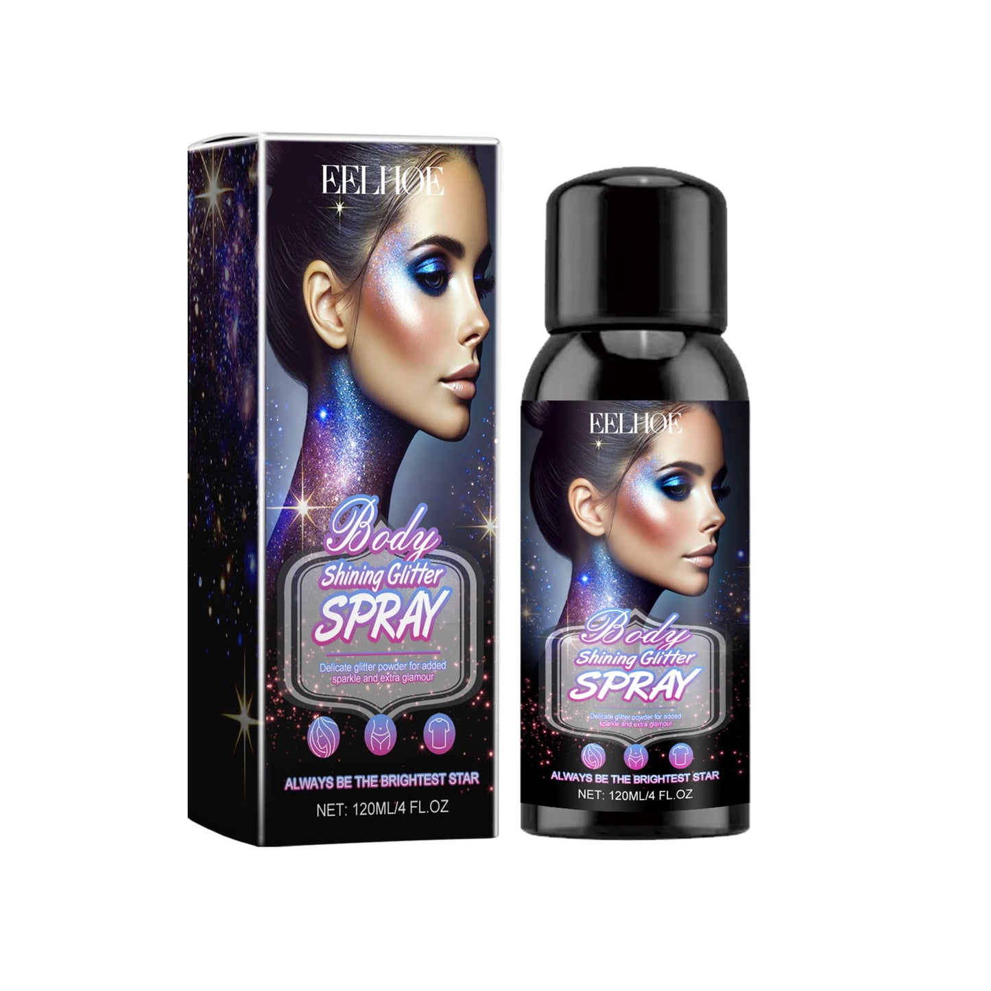 EELHOE Body Glitter Spray – Waterproof Shimmer 120ml Body Glitter Spray Peaceful Pleasures Health and Wellness 120ml Boxed