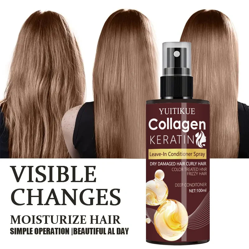 YUITIKUE Collagen Keratin Leave-In Spray for Dry/Damaged/Curly/Frizzy Hair - Deep Conditioner & Moisturizer with Visible Changes Peaceful Pleasures Health and Wellness