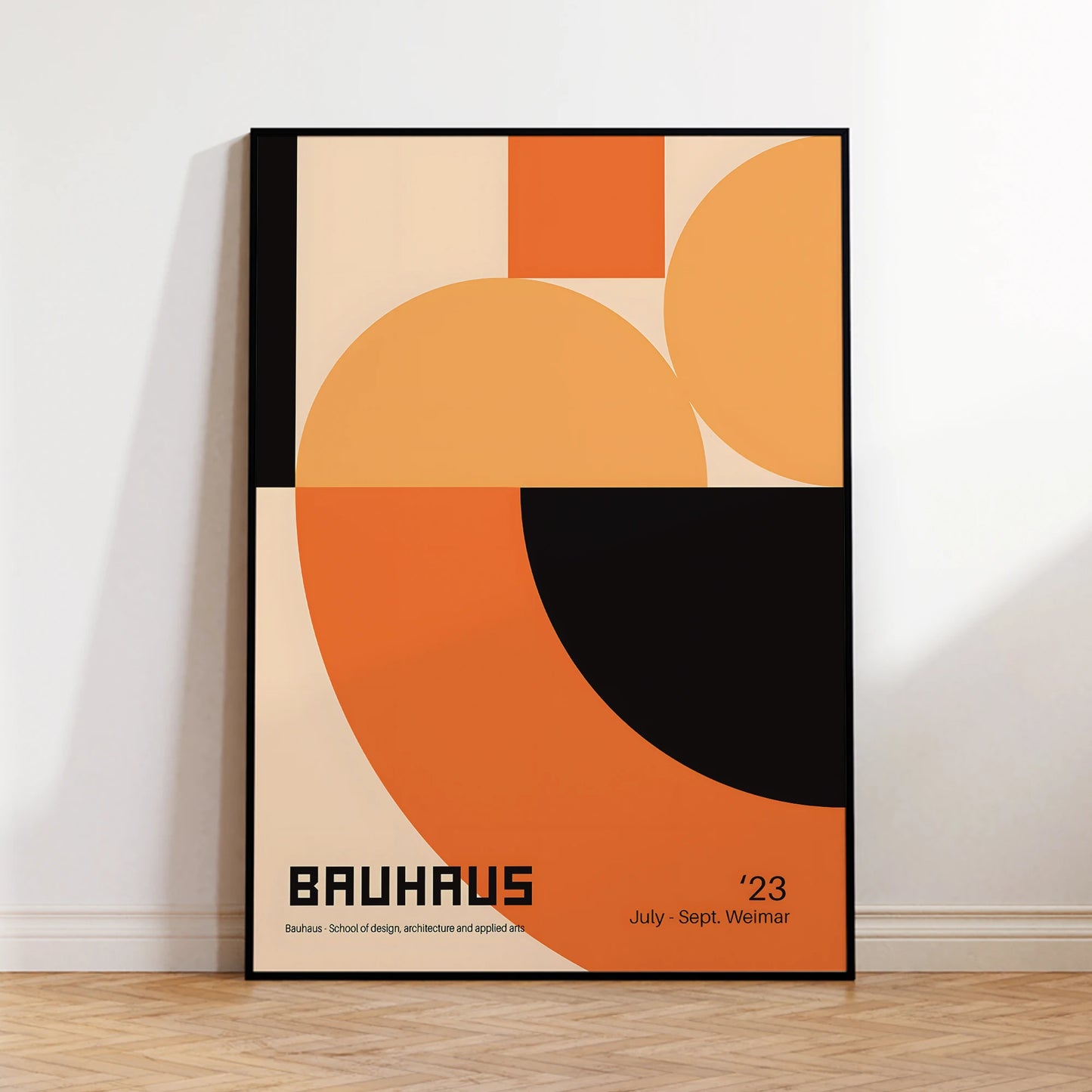 Modern Geometry Bauhaus School Orange Wall Art Prints Aluminum Frame Canvas Painting Poster Picture For Living Room Home Decor Peaceful Pleasures Health and Wellness G1848-1 40x60cm Black Frame