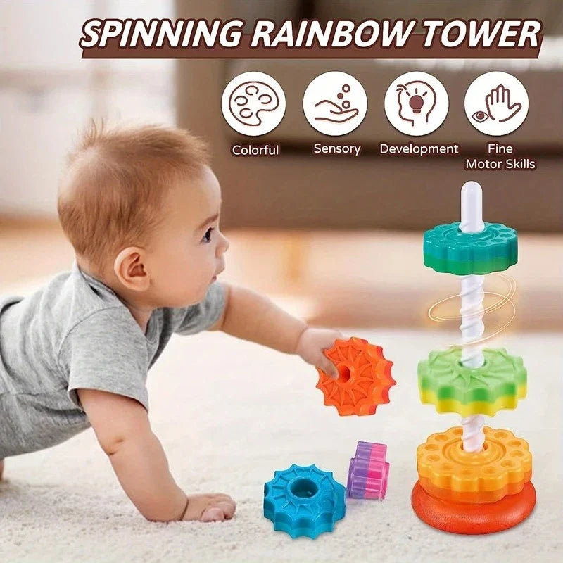Montessori Rainbow Stacking Tower Toy for Babies & Toddlers