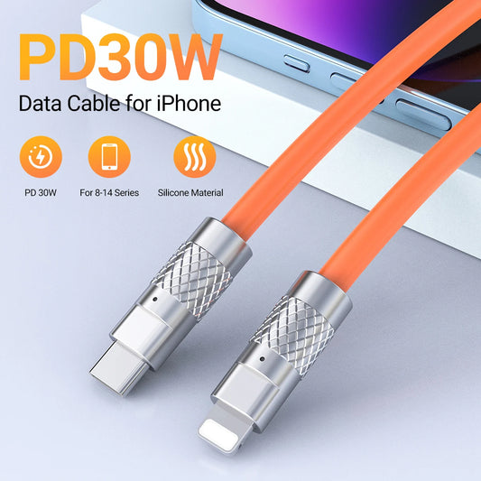Gopala PD 30W USB-C Lightning Fast Charge Cable 1.5M/2M iPhone USB-C Lightning Cable Peaceful Pleasures Health and Wellness 2m