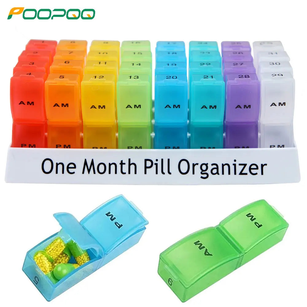 One Month Pill Organizer 2 Times A Day AM/PM for Vitamins, Fish Oil, Supplement, 31 Day Pill Box Organizer, 31 Days Pill Cases Peaceful Pleasures Health and Wellness