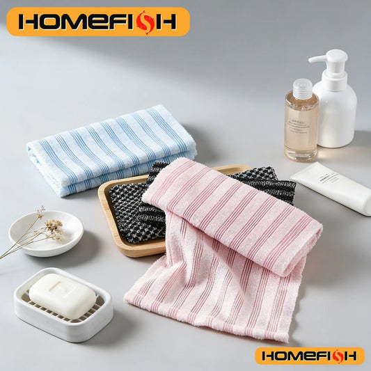 Nylon Bath Exfoliating Towel & Back Scrub Brush – Shower Sponge Body Scrubber for Bathroom Daily Use Peaceful Pleasures Health and Wellness blue