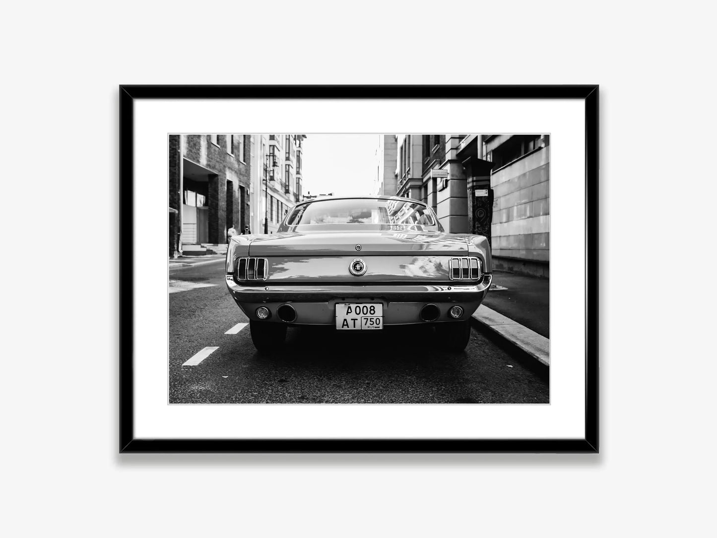 Ford Mustang Black & White Canvas Wall Art Print | Car Poster