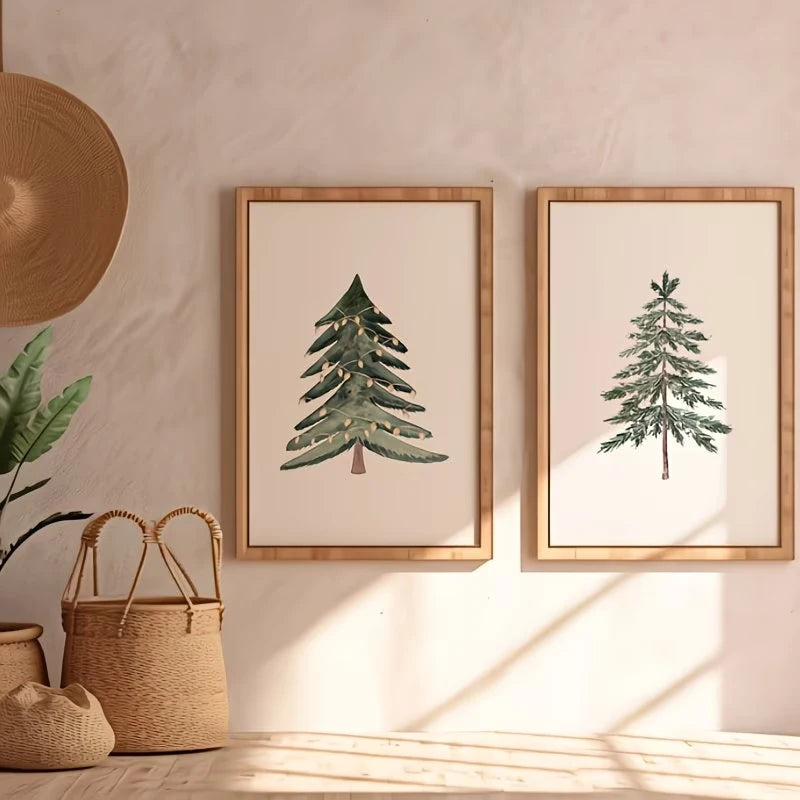 3-Piece Nordic Christmas Tree Canvas Wall Art | Holiday Decor
