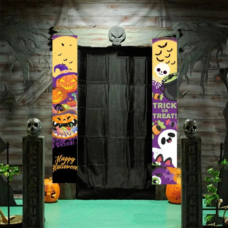 Halloween & Christmas Door Curtain Banner | Holiday Decor Flag