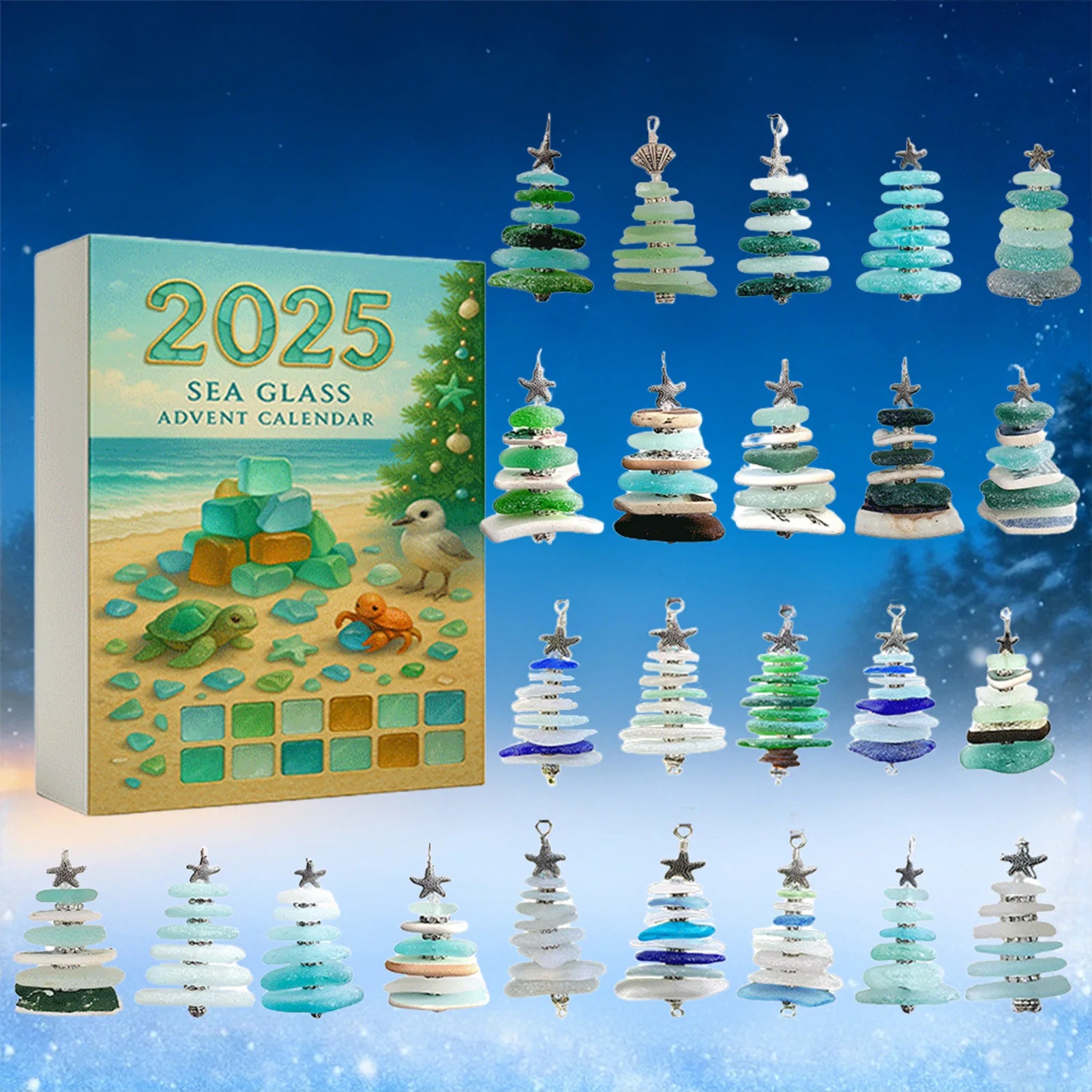 Christmas Hanging Ornament Sea Glass Acrylic Christmas Tree Advent Calendar Hanging Ornament For Xmas Countdown Home Decor Party Peaceful Pleasures Health and Wellness