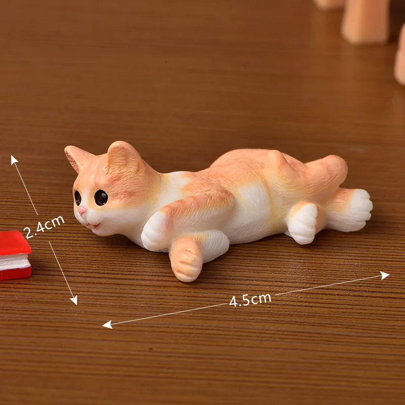 Miniature Cat Figurines Resin Landscape Decoration Miniature Figurines Accessories for Desk Landscape Plant Pot Bonsai Craft Peaceful Pleasures Health and Wellness 14