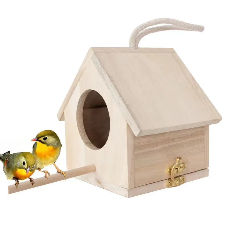Wooden Birdhouse with Pole | Outdoor Hanging Bird House