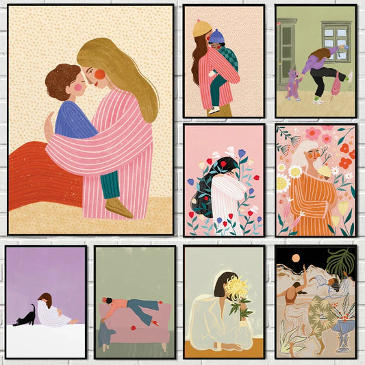 Abstract Mother & Son Canvas Print | Nursery Wall Art Canvas Wall Art Peaceful Pleasures Health and Wellness