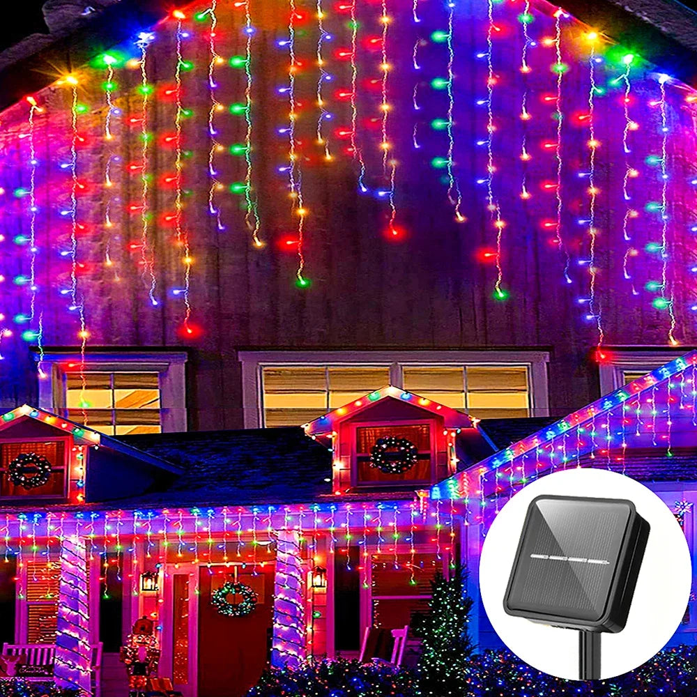 3.5M Solar Icicle String Lights 96 LED Outdoor Waterproof