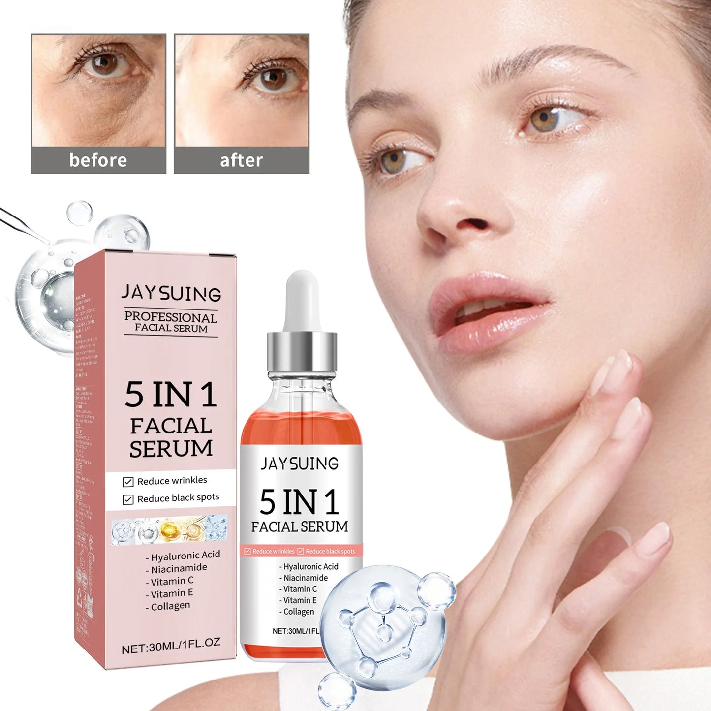 1/2/3/5 Box 5 In 1 Facial Serum Hyaluronic Acid Essence Moisturizing Rejuvenation Vitamin C Niacinamide Brightening Skin Care Peaceful Pleasures Health and Wellness