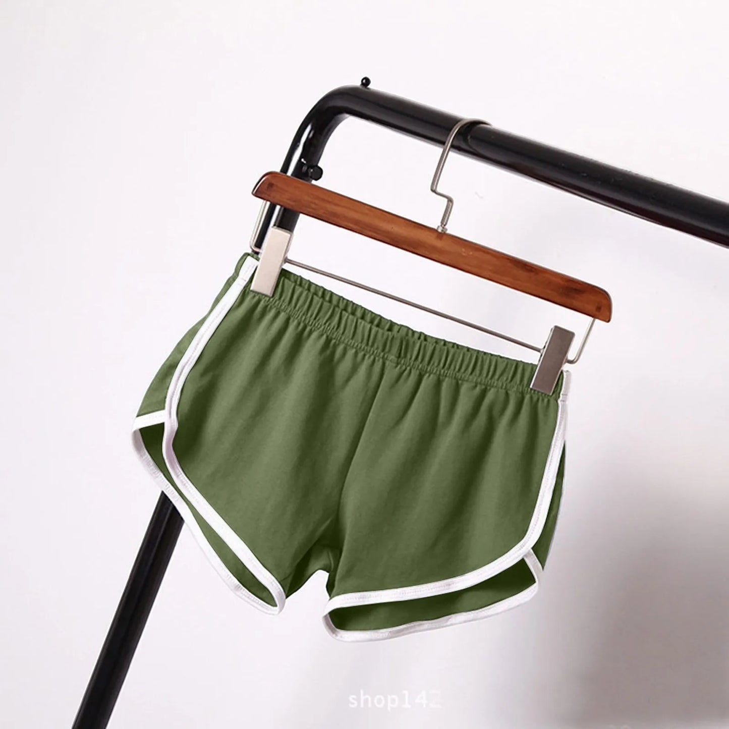 Sports Shorts Women Summer New Candy Color Anti Emptied Skinny Shorts Casual Lady Elastic Waist Beach Correndo Short Pants Peaceful Pleasures Health and Wellness Army Green S