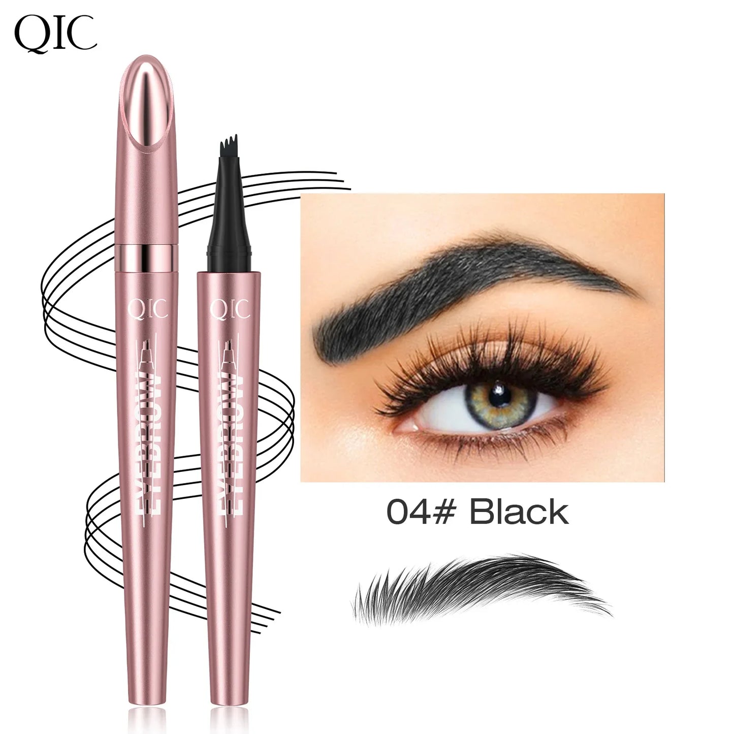 QIC Waterproof Microblading Eyebrow Pen | 4-Tip, 6 Colors