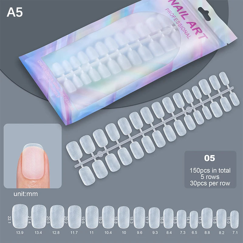 150pcs Short Matte Full Cover False Nails Coffin Square Almond Press on Soft Gel Nail Tips Manicure Extension Tools Peaceful Pleasures Health and Wellness A5