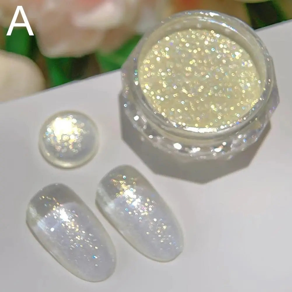 Pearl Effect Nail Powders Mirror Aurora Chrome Mermaid Nails Art Powder Rainbow AB Magic Mirror Pearl Shell Powder Supplies Peaceful Pleasures Health and Wellness yellow