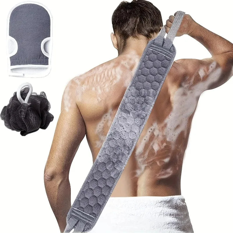 Exfoliating Body Scrubber Set – Back Scrubber, Glove & Loofah