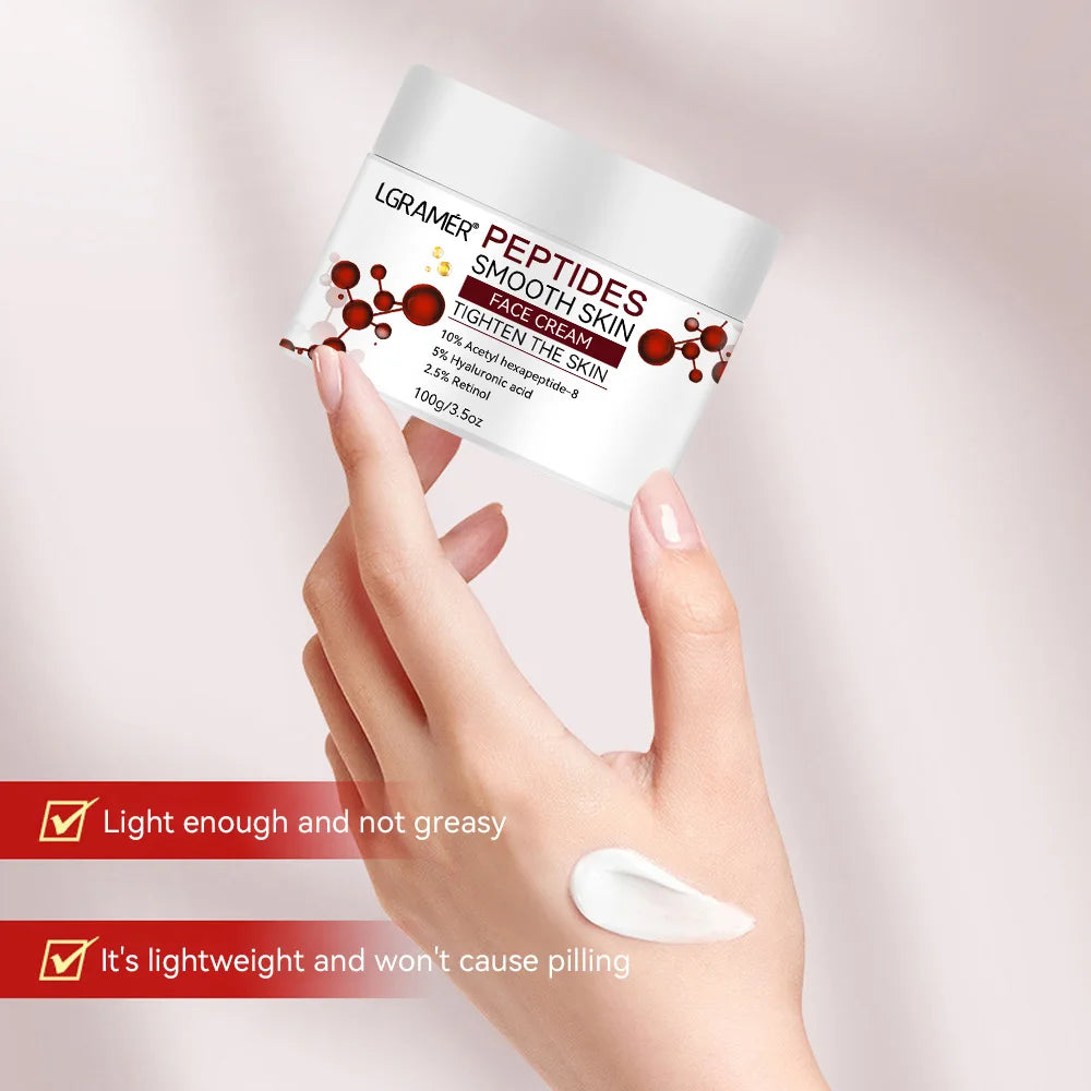 Advanced Peptide Facial Lifting Cream Lightens Fine Lines Firms Skin and Skincare for Younger Firmer and Smoother Skin Peaceful Pleasures Health and Wellness