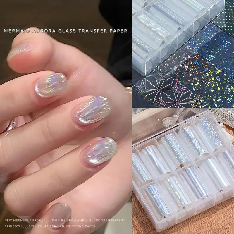 1 Set Floral Chameleon Nails Wraps 6/10 Patterns Metal Nail Foils For Transfer Paper Stickers DIY Water Marble Nail Art Decor Peaceful Pleasures Health and Wellness