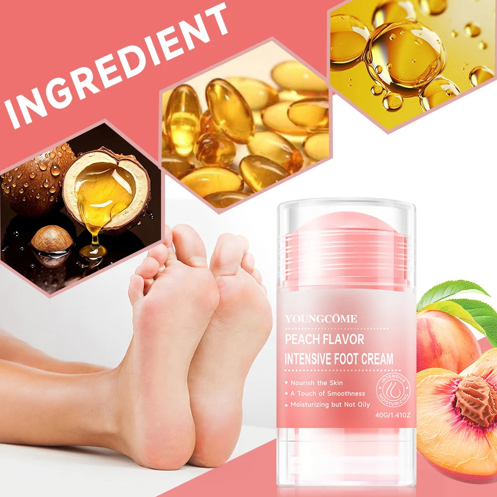 Peach FlavorIntensive Foot Cream Deodorant Stick Anti Sweating Keep Drying Fragrance RemoveFoot Odor Foot Refresh Sticks Peaceful Pleasures Health and Wellness