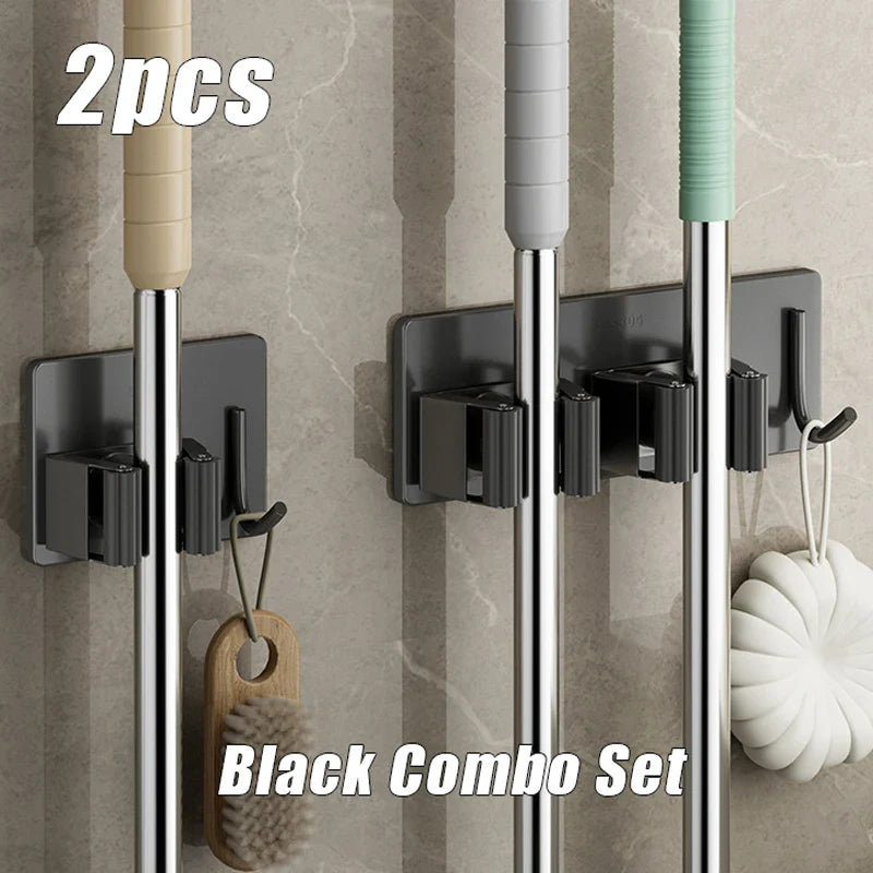 Wall-Mounted Mop & Broom Holder – 304 Stainless Steel Rack