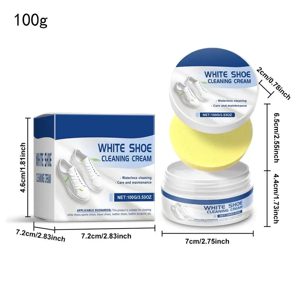 White Shoe Cleaning Cream with Sponge | Whitening & Brightening