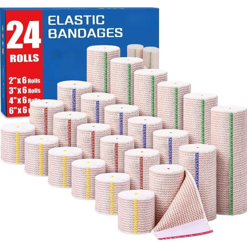 24 Rolls Self-Closure Elastic Bandage Wrap with Touch Closure, Latex-Free Compression Wrap for Legs Ankle Knee Wrist Arm Tummy Peaceful Pleasures Health and Wellness