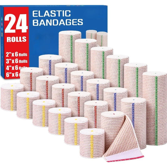 24 Rolls Self-Closure Elastic Bandage Wrap with Touch Closure, Latex-Free Compression Wrap for Legs Ankle Knee Wrist Arm Tummy Peaceful Pleasures Health and Wellness