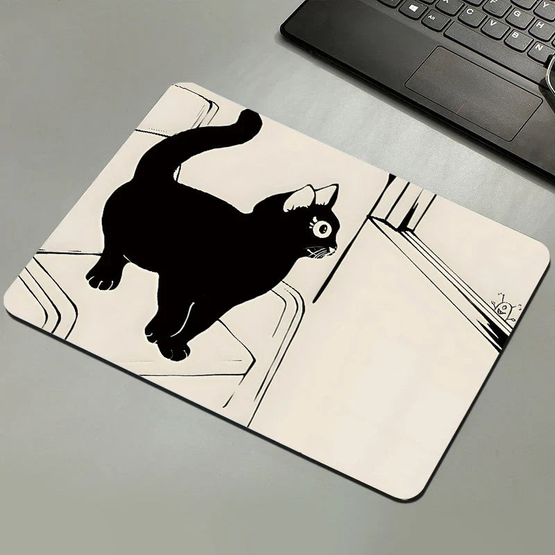 Black Cat Mousepad – Non-Slip Natural Rubber Desk Mat
