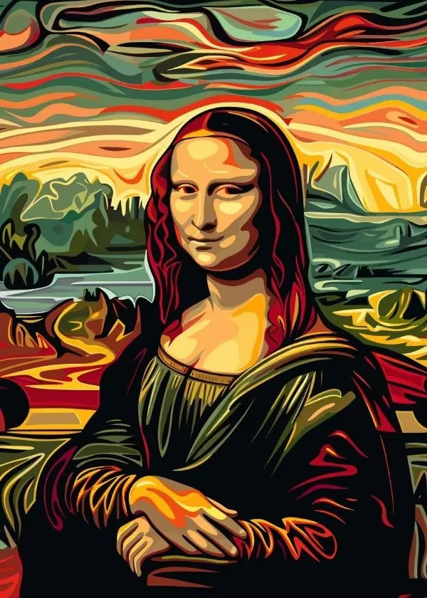 Watercolor Canvas Painting Graffiti Funny Posters Wall Art Picture Living Room Home Decor Gifts Interesting Mona Lisa Creative Peaceful Pleasures Health and Wellness T80360-03 40x60cm Unframed