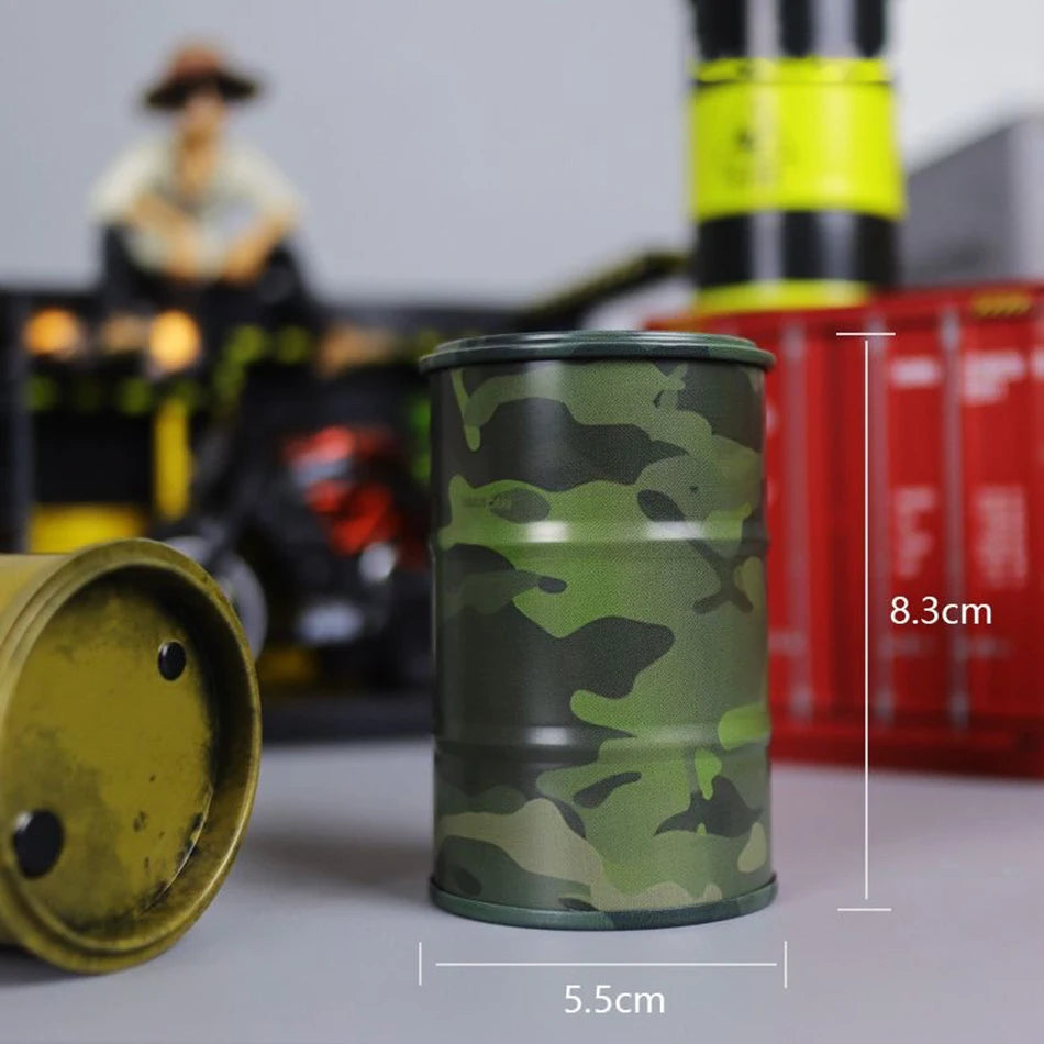 Iron Mini Oil Drum Model Chemistry Car Storage Box Desktop Decoration