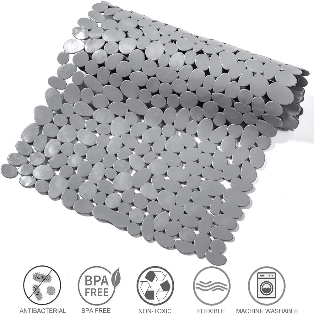Non-Slip Pebble Bath Mat | Suction Cups & Drain Holes