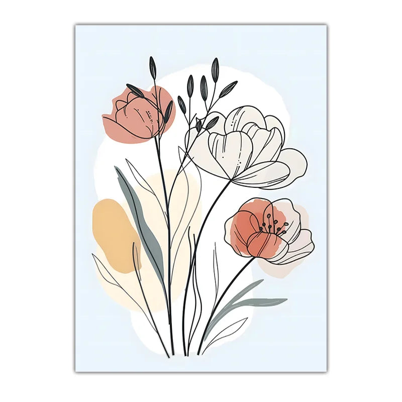 Nordic Tulip Canvas Wall Art | Minimalist Flower Poster Print Canvas Wall Art Peaceful Pleasures Health and Wellness 05 50x70cm NoFrame China Mainland