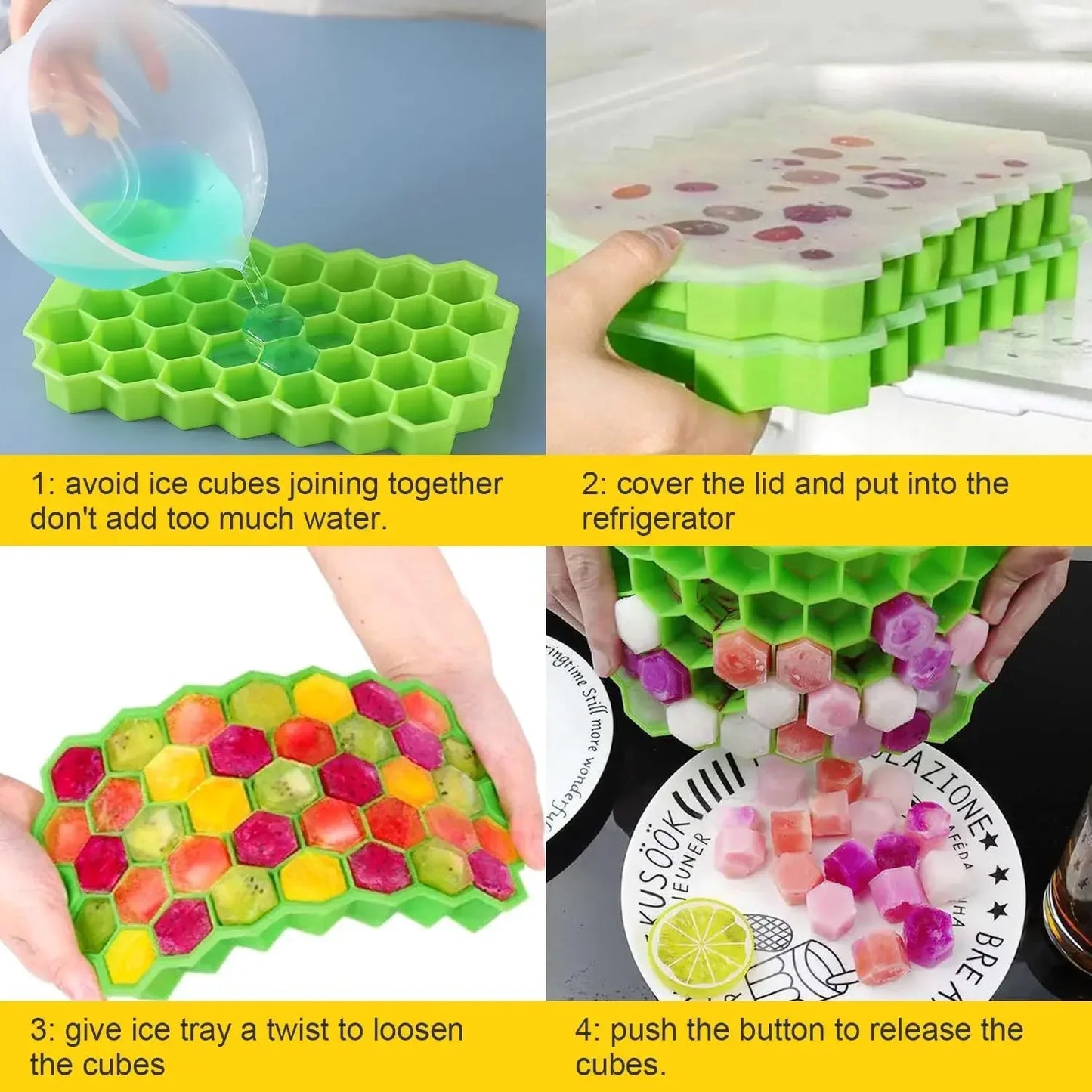Silicone Honeycomb Ice Cube Tray – 37 Hexagonal Molds