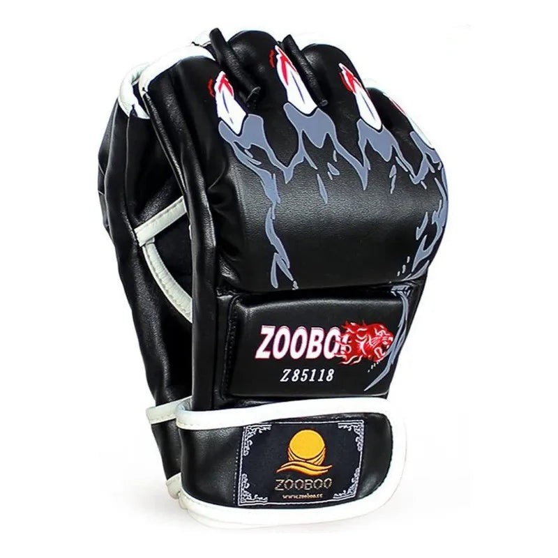 MMA Gloves Half-Finger for Men/Women for UFC Boxing Training Muay Thai Sparring Punching Bag Sanda Professional Fighting Mitts Peaceful Pleasures Health and Wellness Black