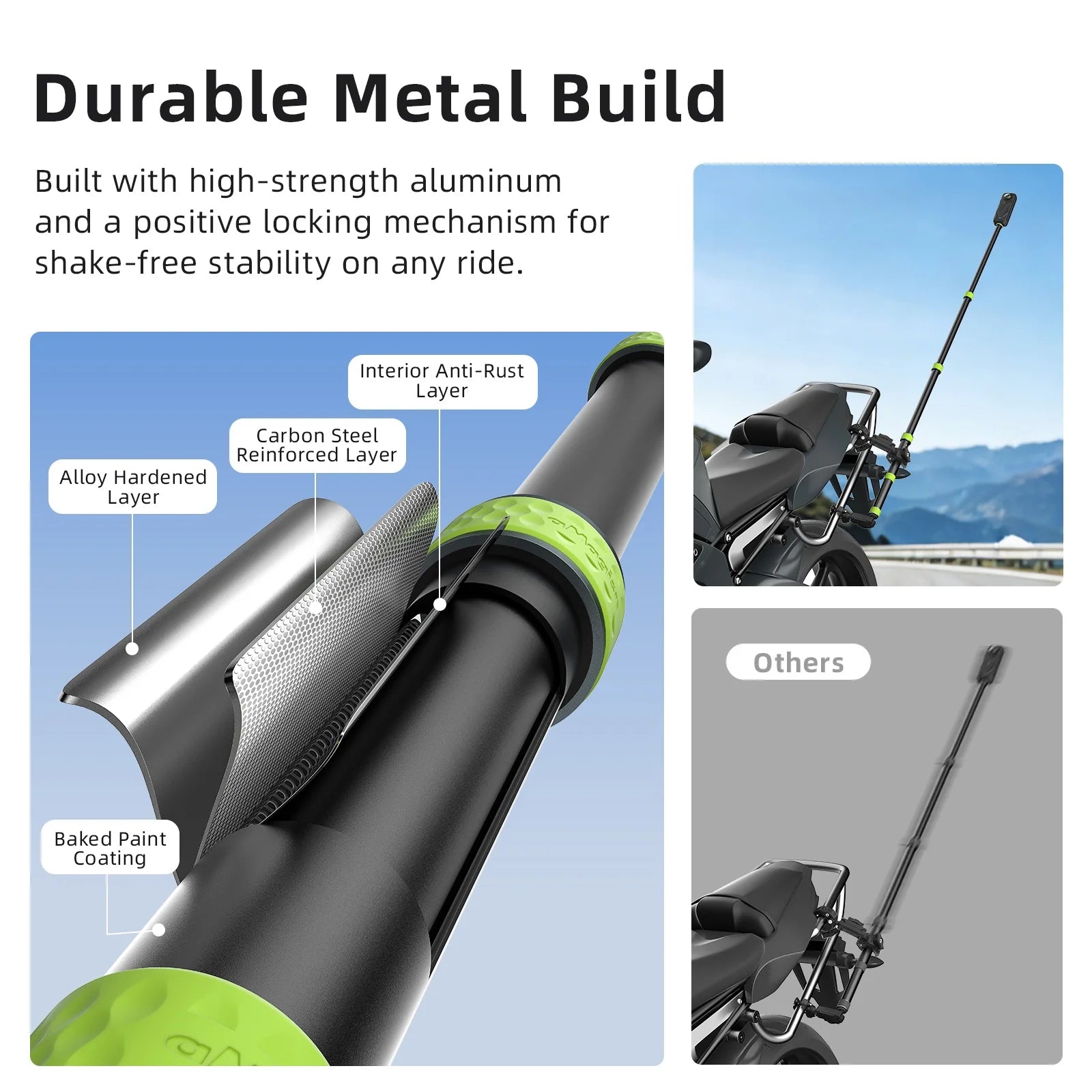 Aluminum Alloy For Comfortable Grip For DJI Action Camera 1.1M Selfie Stick For Insta360 Panorama Camera Motorcycle Selfie Stick Peaceful Pleasures Health and Wellness