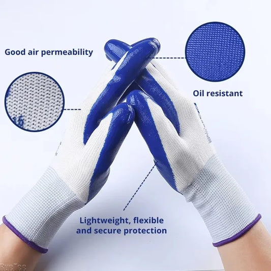 12-Pack Nitrile Coated Work Gloves | Grip & Breathable Knit Work Gloves Peaceful Pleasures Health and Wellness