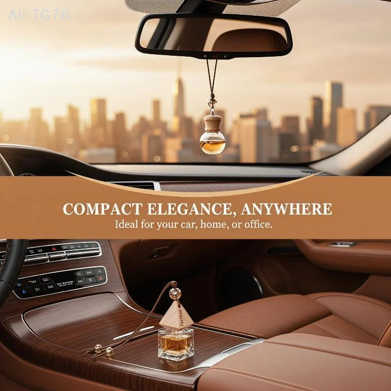 Glass Car Hanging Aromatherapy Diffuser Bottle | Wooden Cap