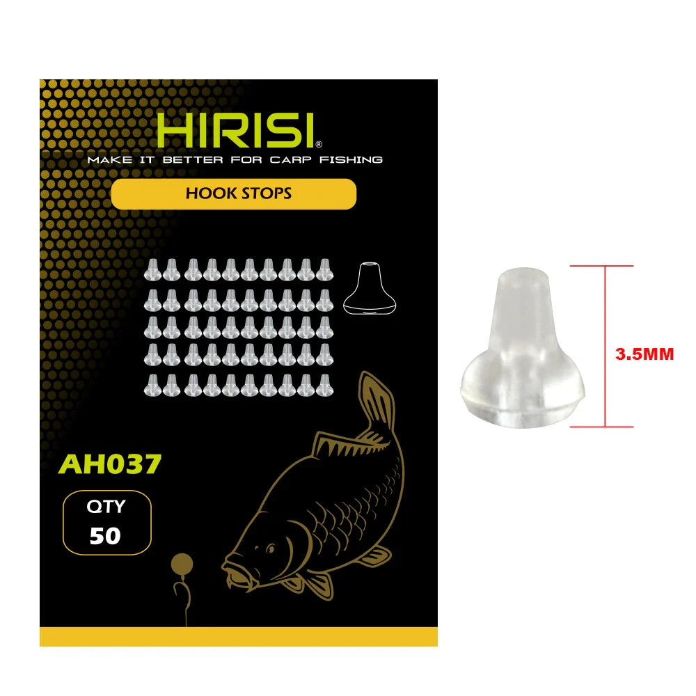 50-Pack Rubber Carp Fishing Hook Stoppers & Space Bead Buffer Beans