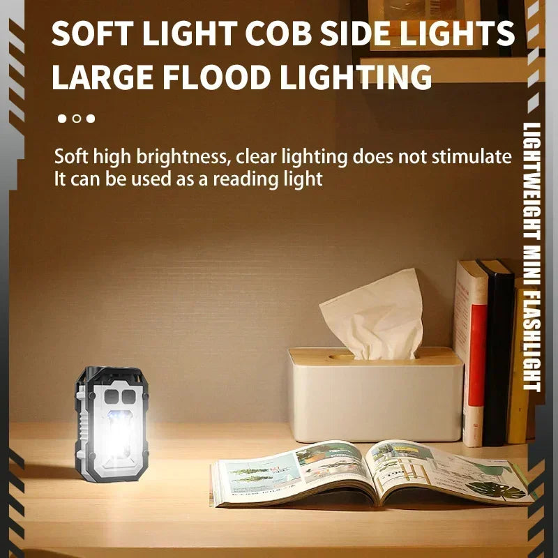 Mini LED Keychain Flashlight USB Rechargeable Magnetic COB Torch