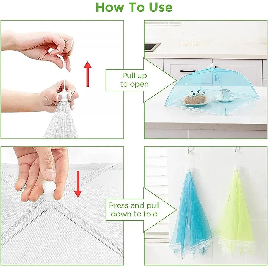 6 pcs large food cover,mesh food tent,17 inch pop up umbrella screen tent,camping,picnic,party,barbecue,foldable and reusable Peaceful Pleasures Health and Wellness