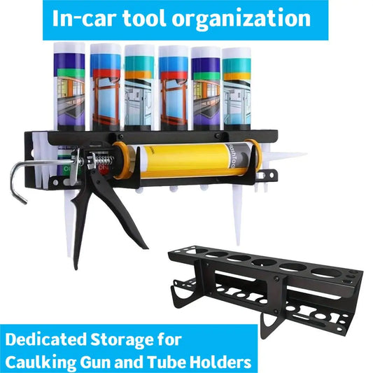 Caulking Gun Storage Rack, Sealant Tube Holder - Wall-Mounted Organizer with Recessed Shelf, Holds 6 Tubes & Nozzles for Garage Peaceful Pleasures Health and Wellness Default Title