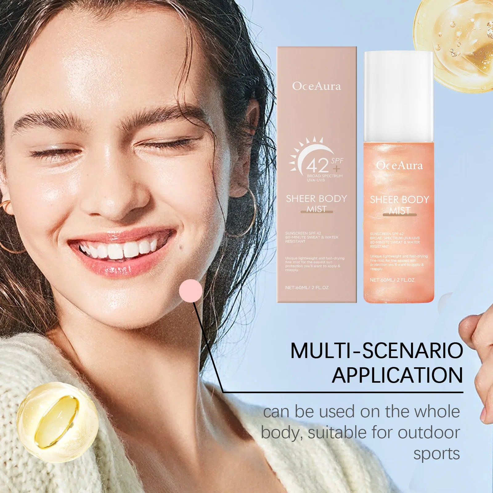 Refreshing Sunscreen Spray Body Sun Block Isolation Mist Long Lasting UV Protector Summer Outdoor Brightening Moisturizer Serum Peaceful Pleasures Health and Wellness