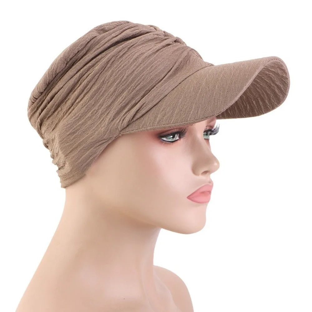 Women's Wide Brim Sun Hat Headwrap – Solid Color Cap