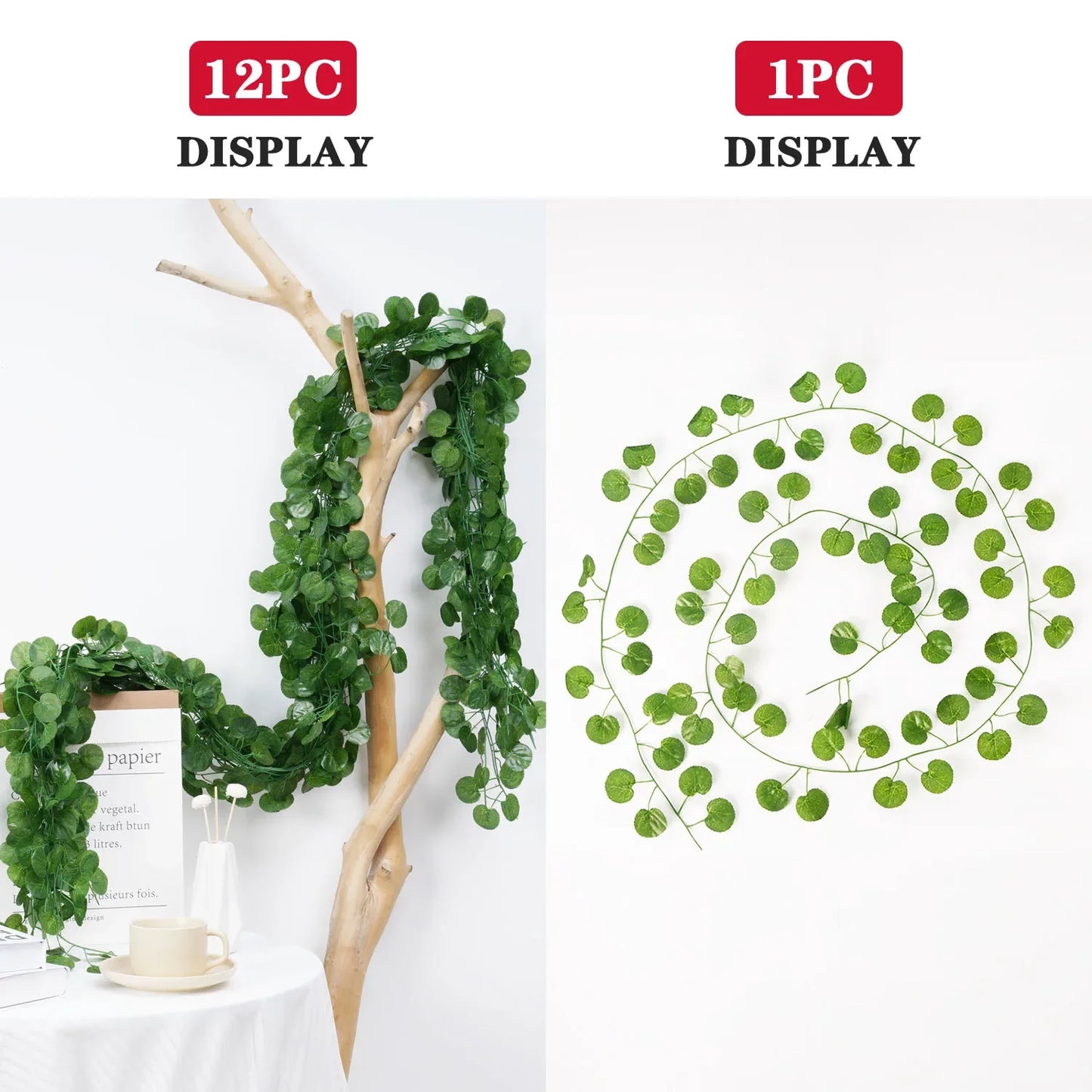 2.1M Artificial Ivy Vine Wreath | Silk Wall Hanging Decor