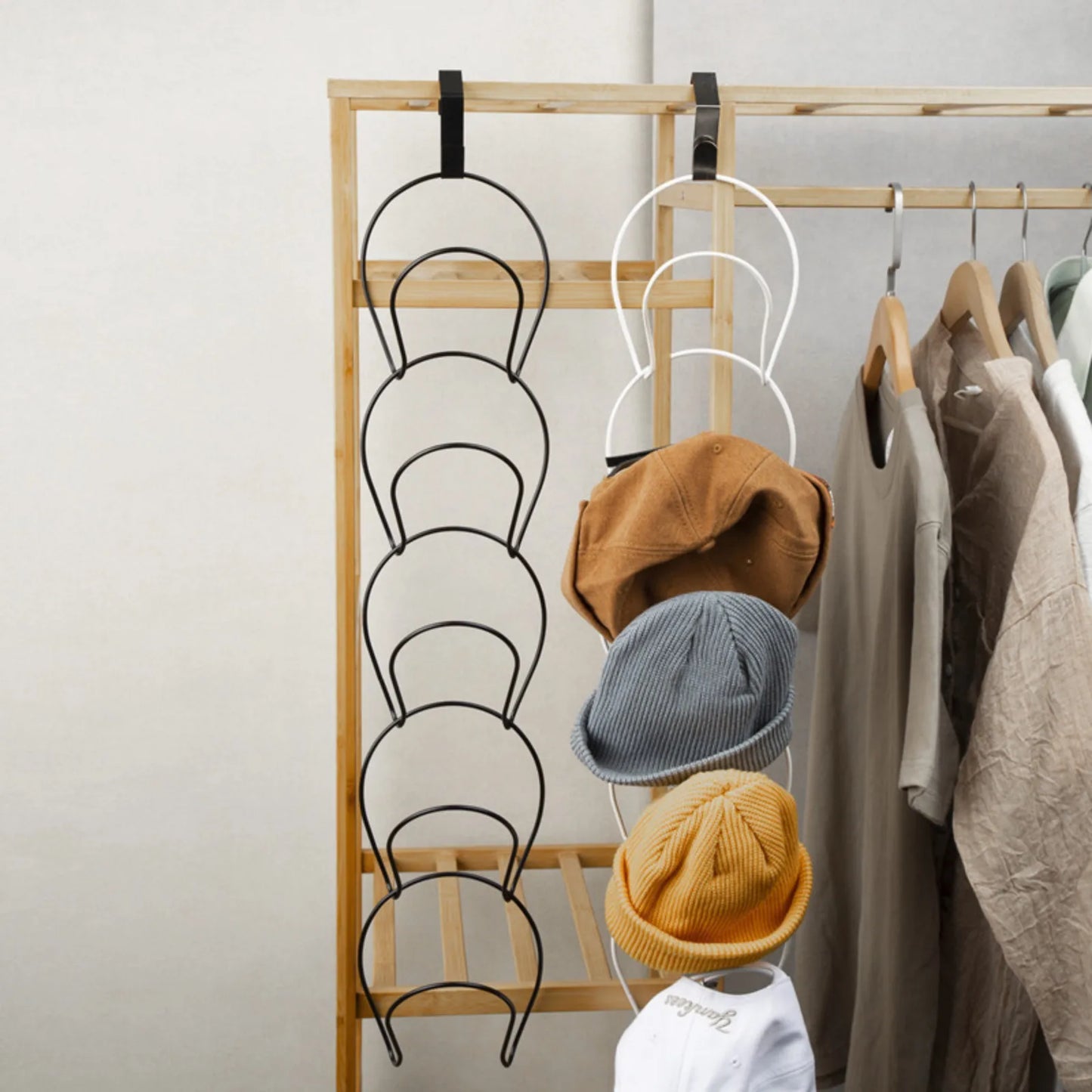 Over Door Hat Rack – 5 Hook Organizer for Hats & Bags