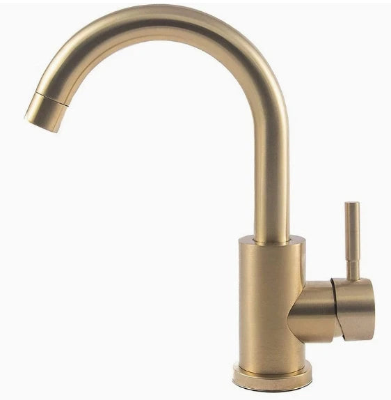 Brushed Gold Single Handle Swivel Basin Faucet – 304 Stainless