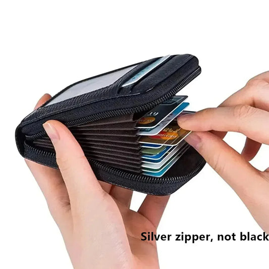 Korean PU Leather Card Organizer Wallet | Zipper Card Bag Card Organizer Wallet Peaceful Pleasures Health and Wellness